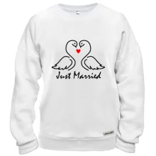 Свитшот Just Married с контурными лебедями
