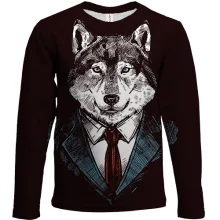 Дитячий 3D лонгслів Business wolf