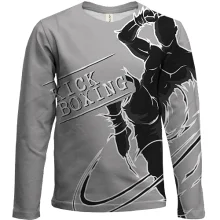 Детский 3D лонгслив Kick Boxing с силуэтом бойца