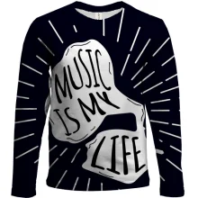 Детский 3D лонгслив Music is my life с лучами