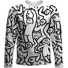 Детский 3D лонгслив с черно белыми людьми