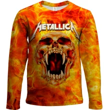 Детский 3D лонгслив Metallica (огненный череп)