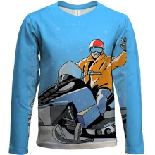 Детский 3D лонгслив Man and Snowmobile