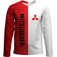 Детский 3D лонгслив Mitsubishi на красно-белом фоне