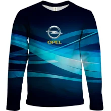 Детский 3D лонгслив Opel с голубыми геометрическими линиями