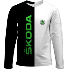 Детский 3D лонгслив с черно-белым принтом Skoda