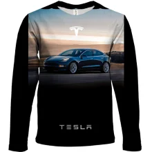Детский 3D лонгслив Dark blue Tesla
