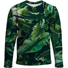 Детский 3D лонгслив Green leaves pattern