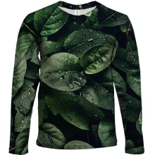 Детский 3D лонгслив Green leaves pattern 2