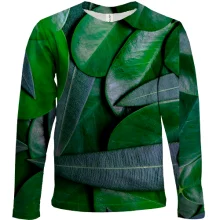 Детский 3D лонгслив Green leaves pattern 4