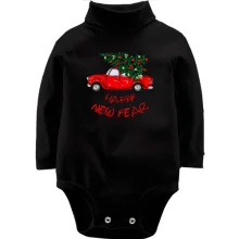 Детское боди с длинным рукавом Happy Ney Year red car