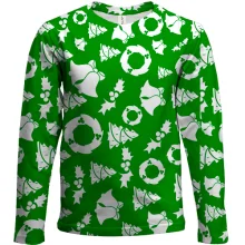 Детский 3D лонгслив Christmas green pattern