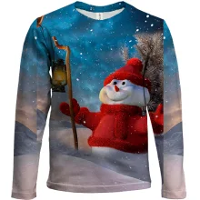 Детский 3D лонгслив Snowman and starry sky