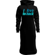 Худи платье с надписью "I love to hack"