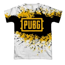 3D футболка PUBG з жовтим логотипом і бризками