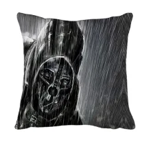 3D подушка Dishonored с персонажем в маске под дождём