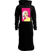 Худи платье Blonde on pink background