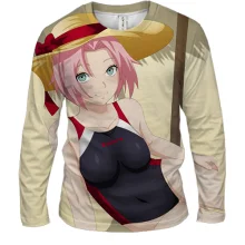Мужской 3D лонгслив Sakura on the beach