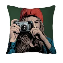 3D подушка с девушкой фотографом