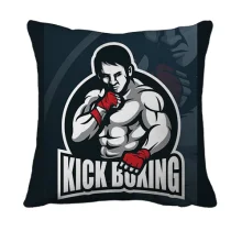 3D подушка Kickboxing с бойцом на тёмно-синем фоне
