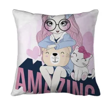 3D подушка с девушкой с котом Amazing