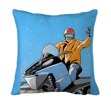 3D подушка Man and Snowmobile