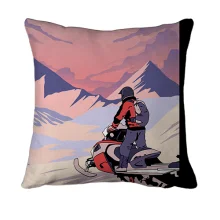 3D подушка Snowmobile and Mountain Landscape