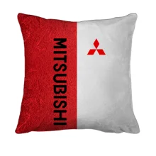3D подушка Mitsubishi на красно-белом фоне