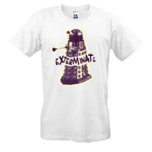 Футболка с рисованным Далеком и надписью «Exterminate»
