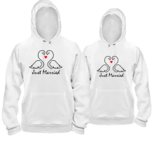 Парные толстовки Just married с лебедями