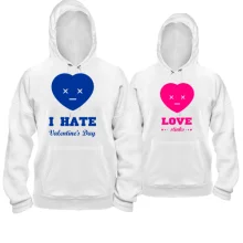 Парные толстовки I hate valentine day - i love stinks