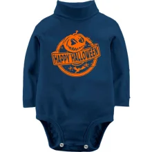 Детское боди с длинным рукавом "Happy Halloween" с тыквой в круге