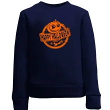 Детский свитшот "Happy Halloween" с тыквой в круге