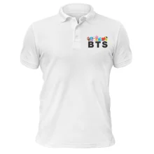Футболка поло BTS (надпись с иконками)