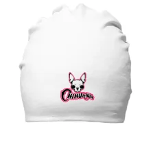 Хлопковая шапка с чихуахуа и розовой надписью «CHIHUAHUA»