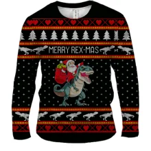 Мужской 3D лонгслив «Merry Rex-mas»