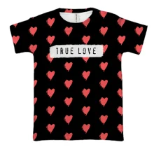 3D футболка True Love з червоними серцями