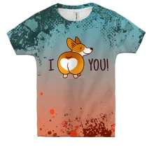 Детская 3D футболка I love you dog