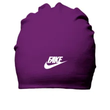 Бавовняна шапка з надписью "Fake" в стилі Nike