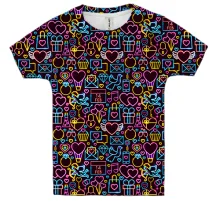 Детская 3D футболка Love and hearts pattern 2