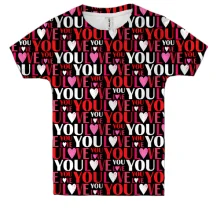 Детская 3D футболка I love you pattern