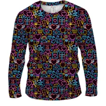 Чоловічий 3D лонгслів Love and hearts pattern 2