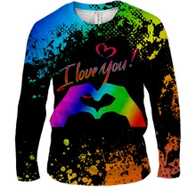 Чоловічий 3D лонгслів I love you rainbow