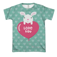 3D футболка I love you кролик