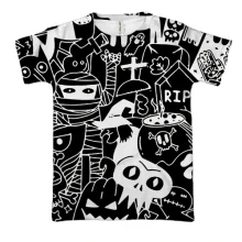 3D футболка Halloween black and white