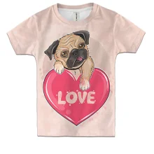 Детская 3D футболка Love dog
