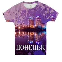 Дитяча 3D футболка з нічним Донецьком і відображенням у воді