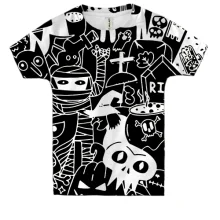 Детская 3D футболка Halloween black and white