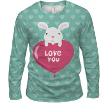 Мужской 3D лонгслив I love you кролик