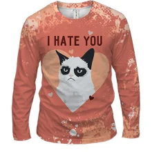 Чоловічий 3D лонгслів I hate you cat